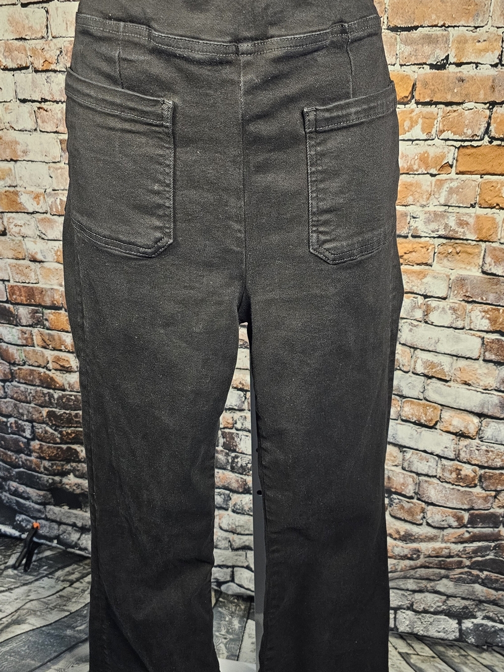 FRAME Bardot Pull-On Wide Leg Pants Black Utility Pocket Stretch Size 2
